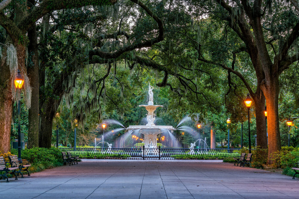 Water fountain in Forsythe Park in Savannah