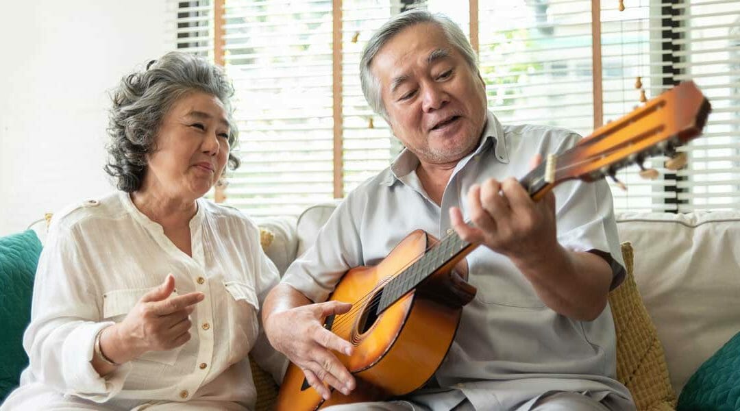 aging parents with guitar